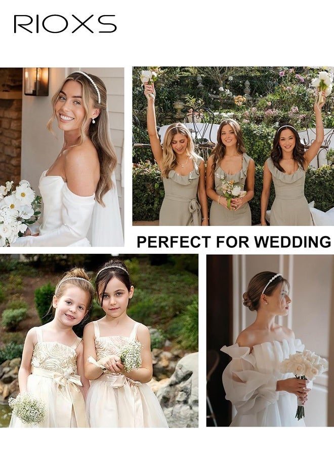 RIOXS 5-Piece Elegant Pearl-Embellished Hairband Set for Women, Retro-inspired Double-Layer Hair Accessories, Sweet and Fresh Layered Style, Perfect for Weddings, Parties, and Everyday Fashion Outfits - Image 5